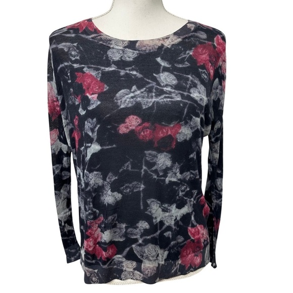 The Kooples Pullover Rose Print Long Sleeve Top Size Medium - Picture 1 of 8